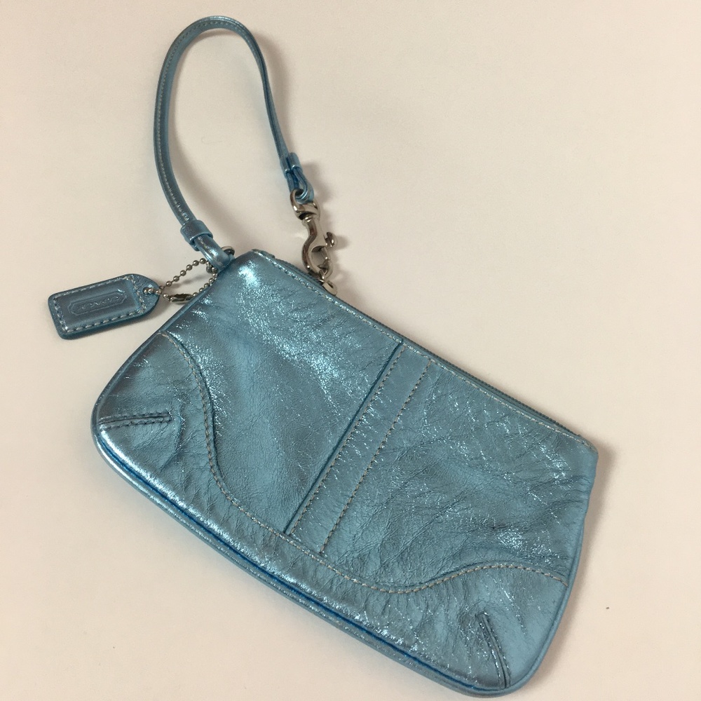 Vintage 90's Coach Wrislet Metallic Light Blue